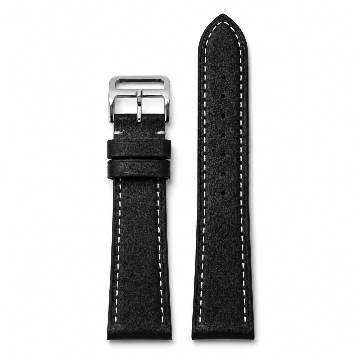 17mm Genuine Leather Watch Strap with Topstitching - Quick Release