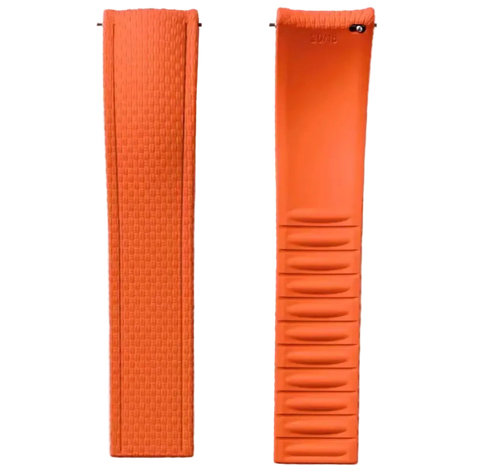 FKM Rubber Watch Strap - SAILCLOTH Fabric Texture / Curved & Quick Release / CTS - No Buckle