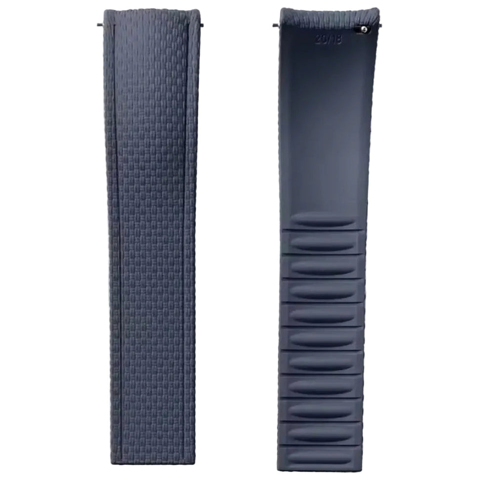 FKM Rubber Watch Strap - SAILCLOTH Fabric Texture / Curved & Quick Release / CTS - No Buckle