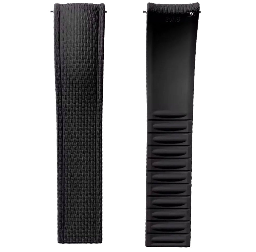 FKM Rubber Watch Strap - SAILCLOTH Fabric Texture / Curved & Quick Release / CTS - No Buckle