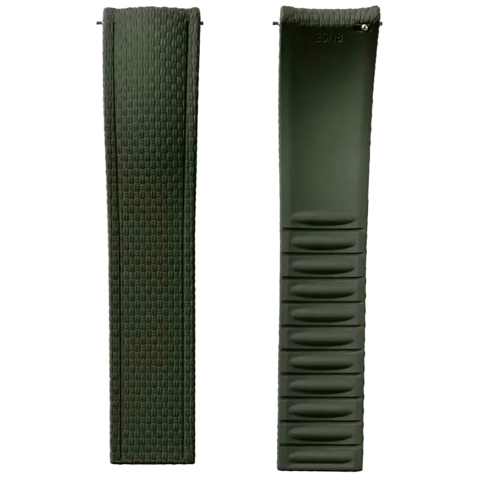 FKM Rubber Watch Strap - SAILCLOTH Fabric Texture / Curved & Quick Release / CTS - No Buckle