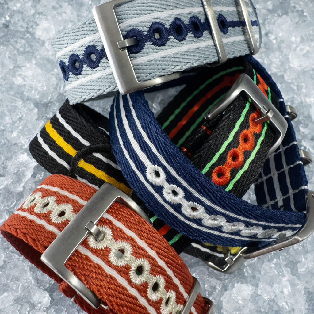 Nato Watch Strap Red White Beige - Braided Nylon 20mm 22mm