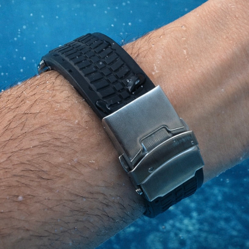 Uhrenarmband aus vulkanisiertem FKM-Kautschuk – geprägtes Muster – Schnellverschluss/Universal