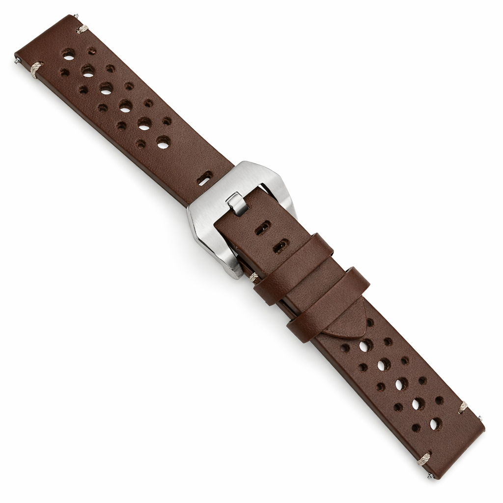 Dunkelbraunes Lederarmband – Rallye gelocht – 4,0 mm Polsterung – Universal