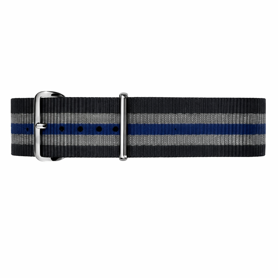 NATO Nylon Watch Strap Black / Grey / Blue