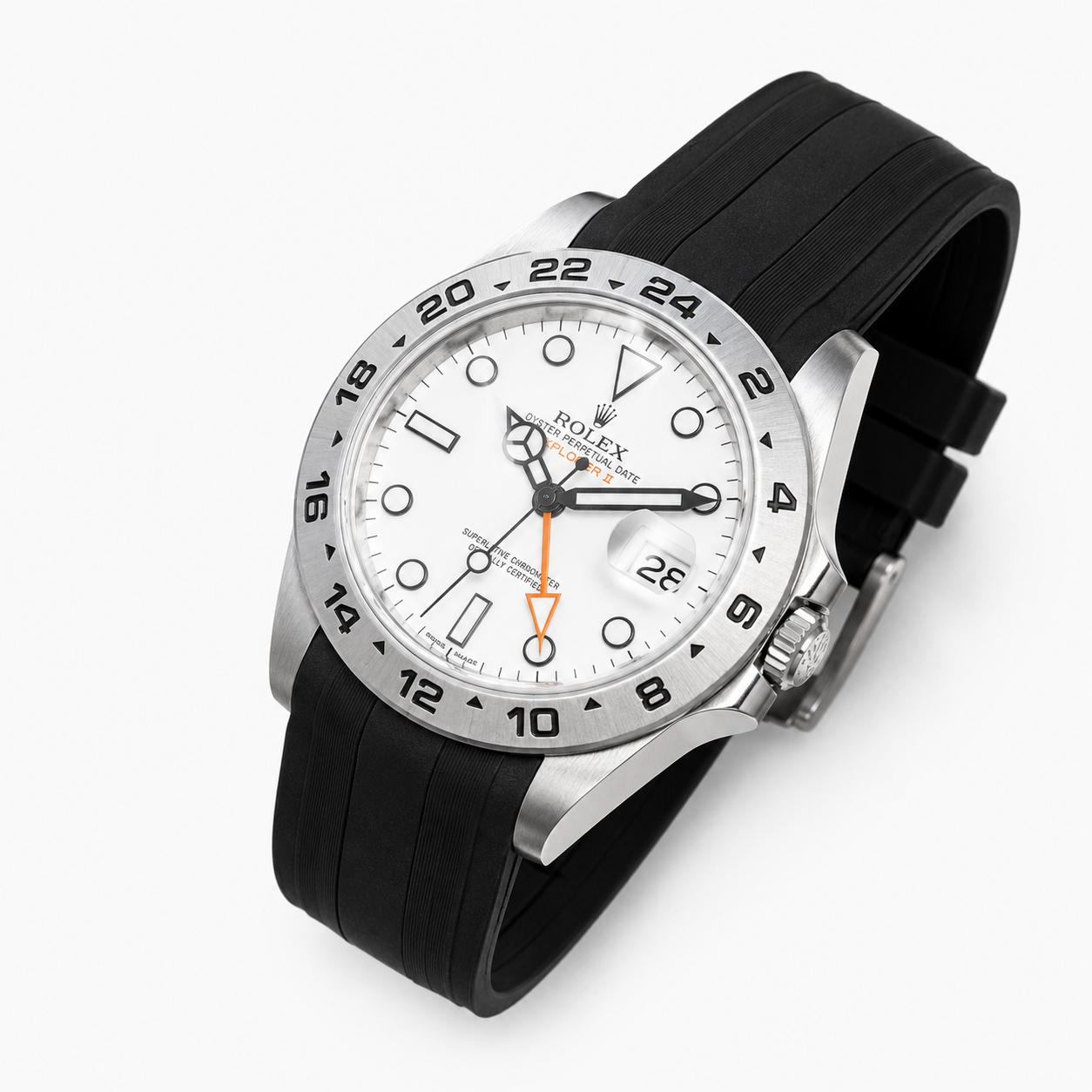 Bracelet en Caoutchouc FKM 21mm compatible avec Rolex Explorer II 216570 - Premium