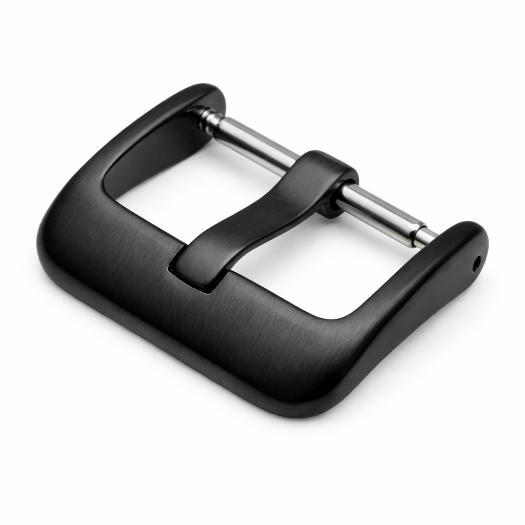 Schwarze Schließe, Verschlussschnalle für Uhrenarmband – 3mm breite Dornschließe – abgerundetes Frontprofil – 1 Stück