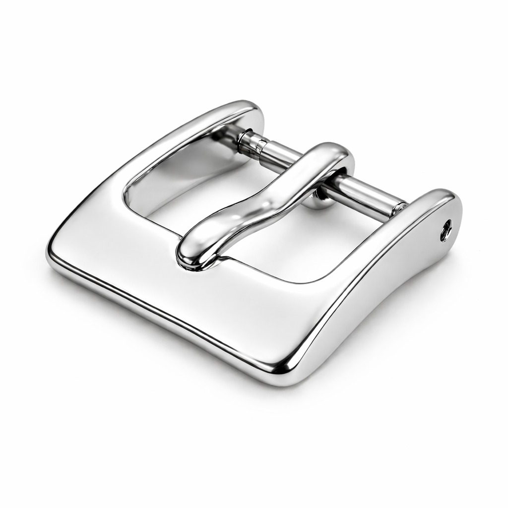 Buckle, Watch Strap Clasp - Polished Mirror Silver Aluminum | Pin 1.75mm - 1 Pc