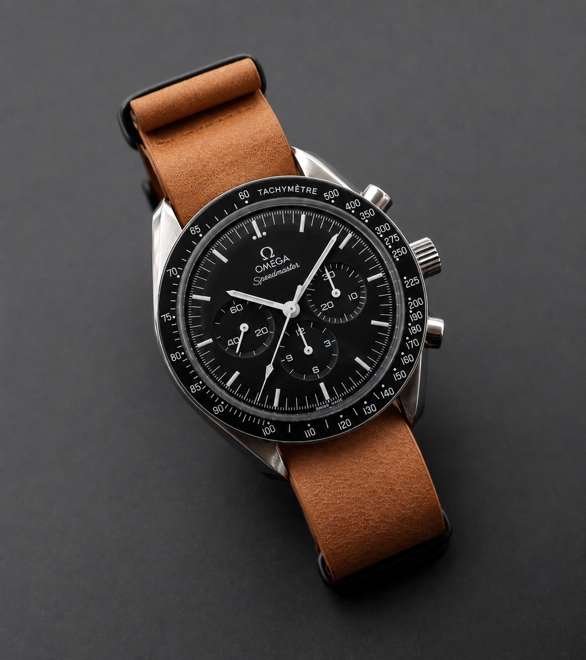 NATO Bracelet Montre en Cuir Véritable Marron / Boucle Noir - Premium / Universel