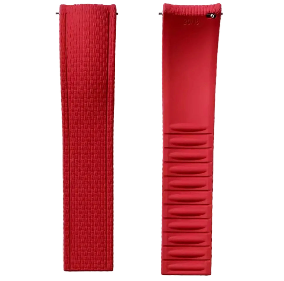 FKM Rubber Watch Strap - SAILCLOTH Fabric Texture / Curved & Quick Release / CTS - No Buckle