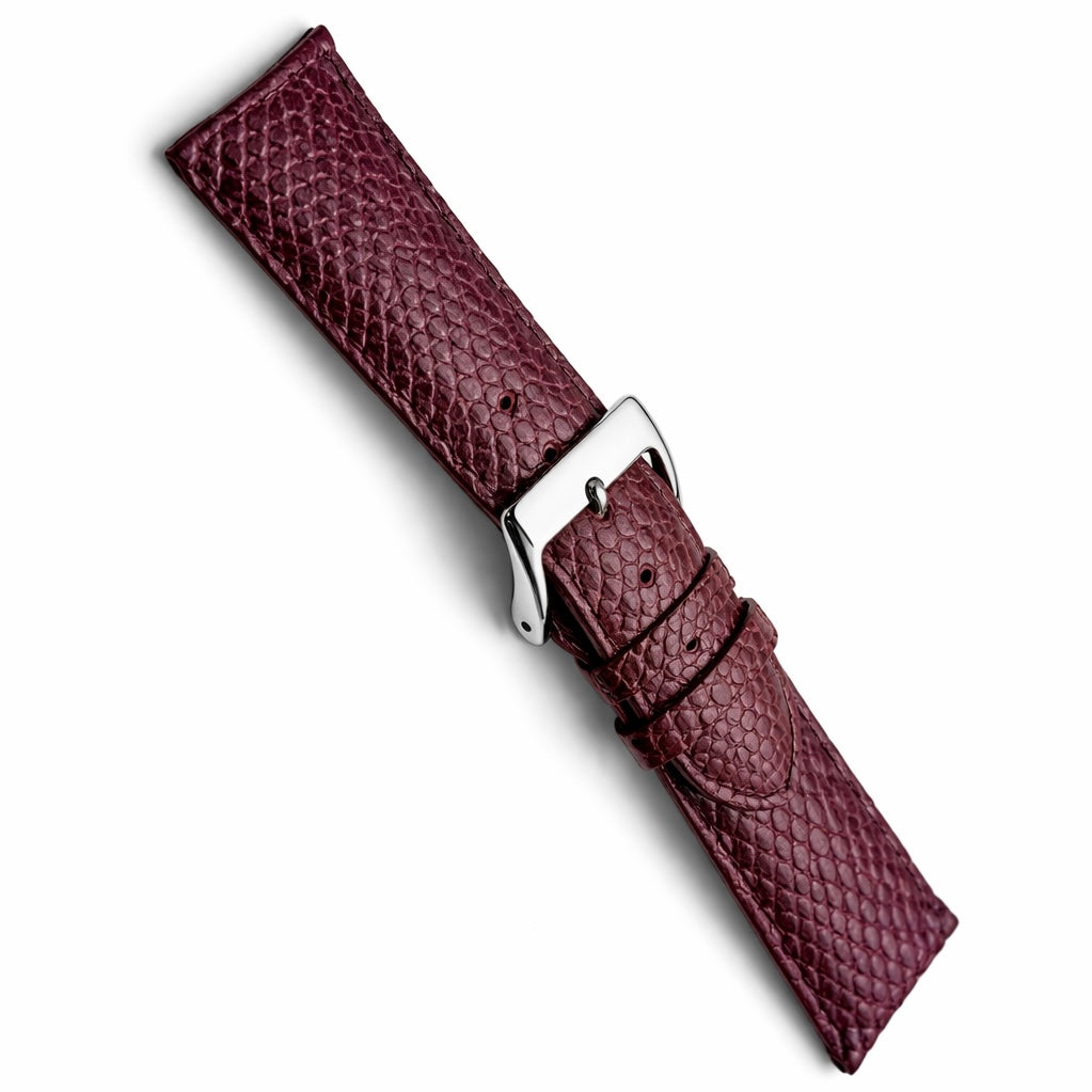 Bracelet Montre Cuir Bourgogne - Lézard Véritable - T 3,8mm - Haute Brillance