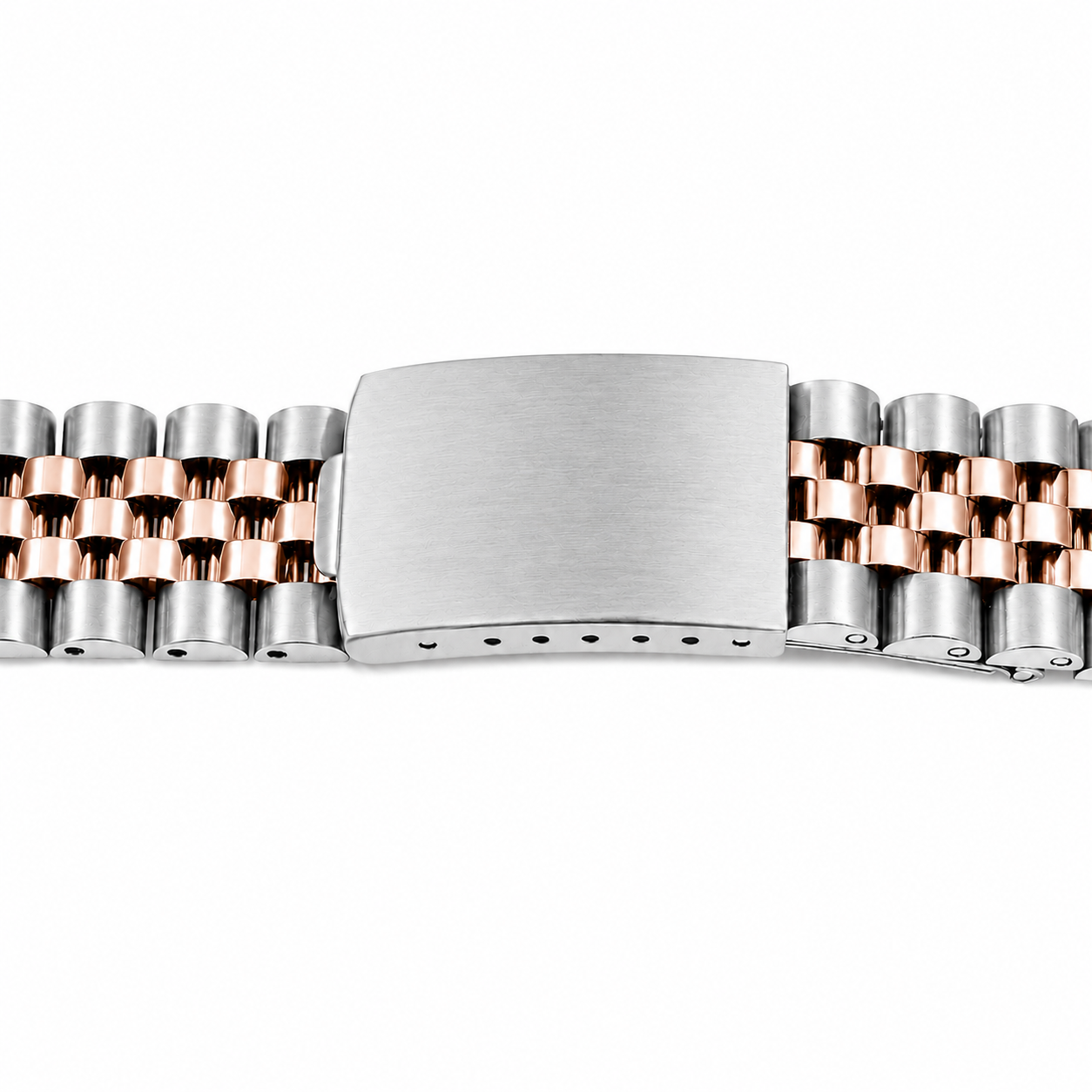 Jubilee Bracelet for Rolex / Tudor - Silver / Rose Gold Two-Tone - Vintage in Brushed / Mirror Polished Steel - Curved