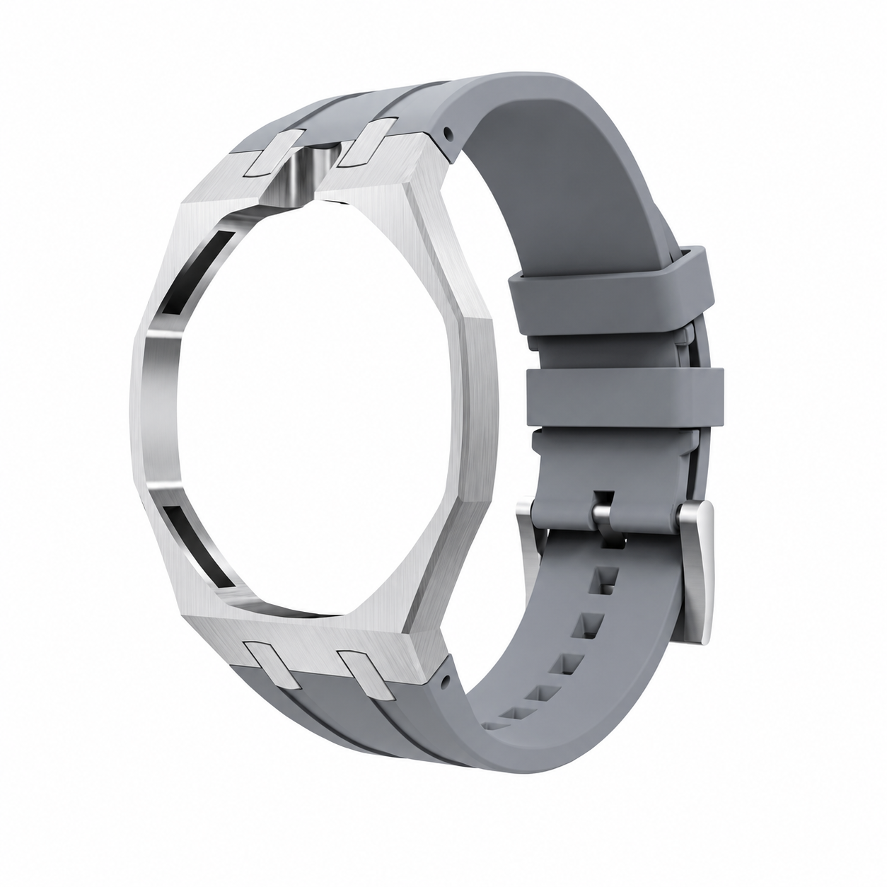 Bracelet Caoutchouc Boitier Acier compatible avec Swatch Royal Pop x AP - Lépine → couronne à 12h - Premium