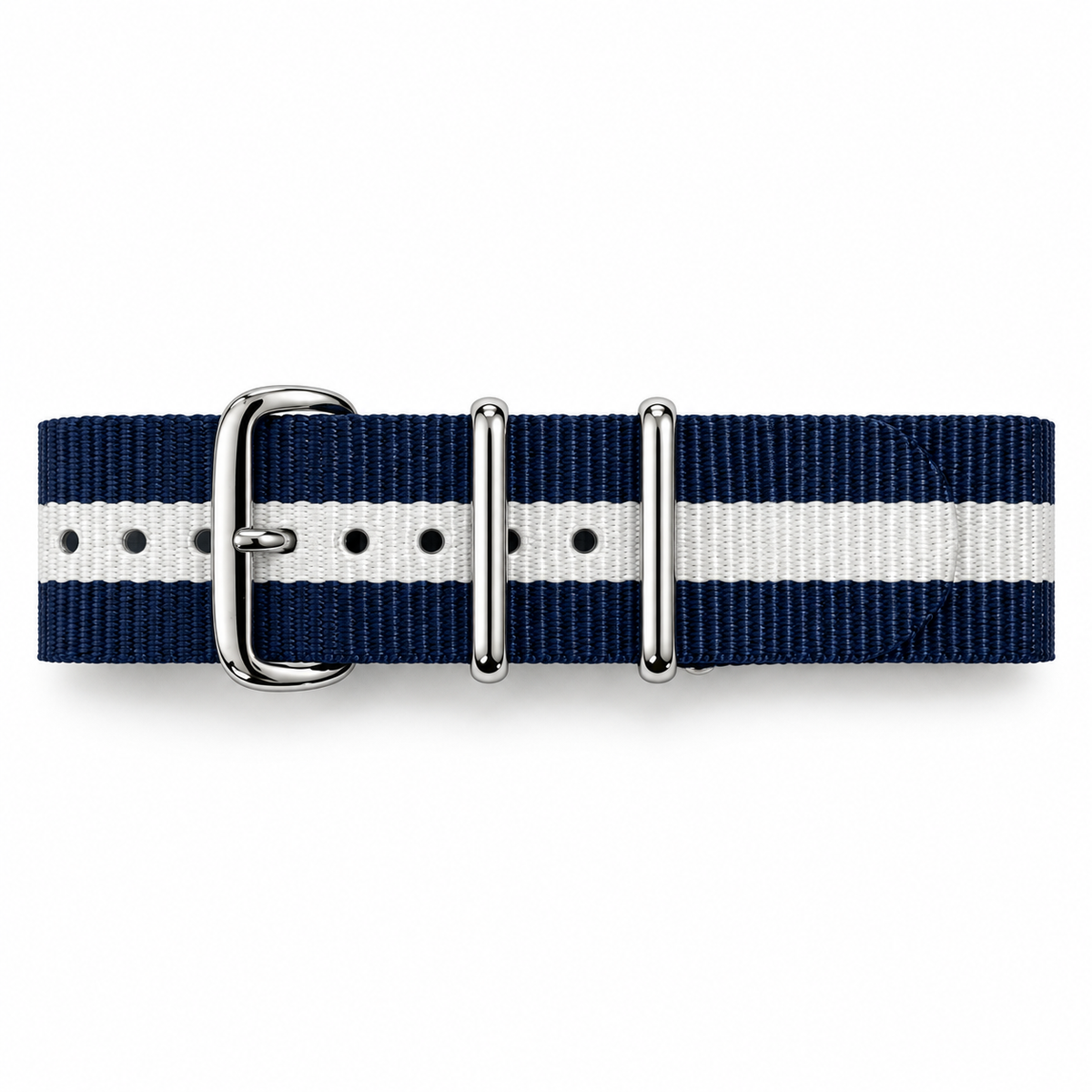 Bracelet Nato Bleu Marine / Blanc - Nylon 1,35mm - 26cm