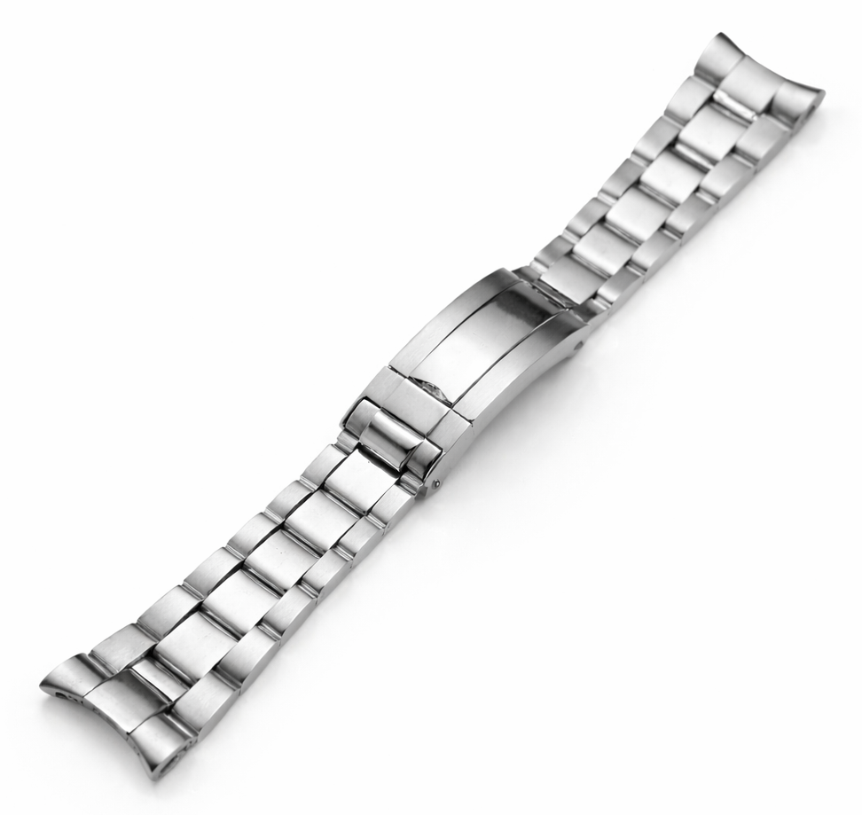 20mm Silver Watch Bracelet for Rolex Oyster Solid / Curved - Mirror Polished / Brushed