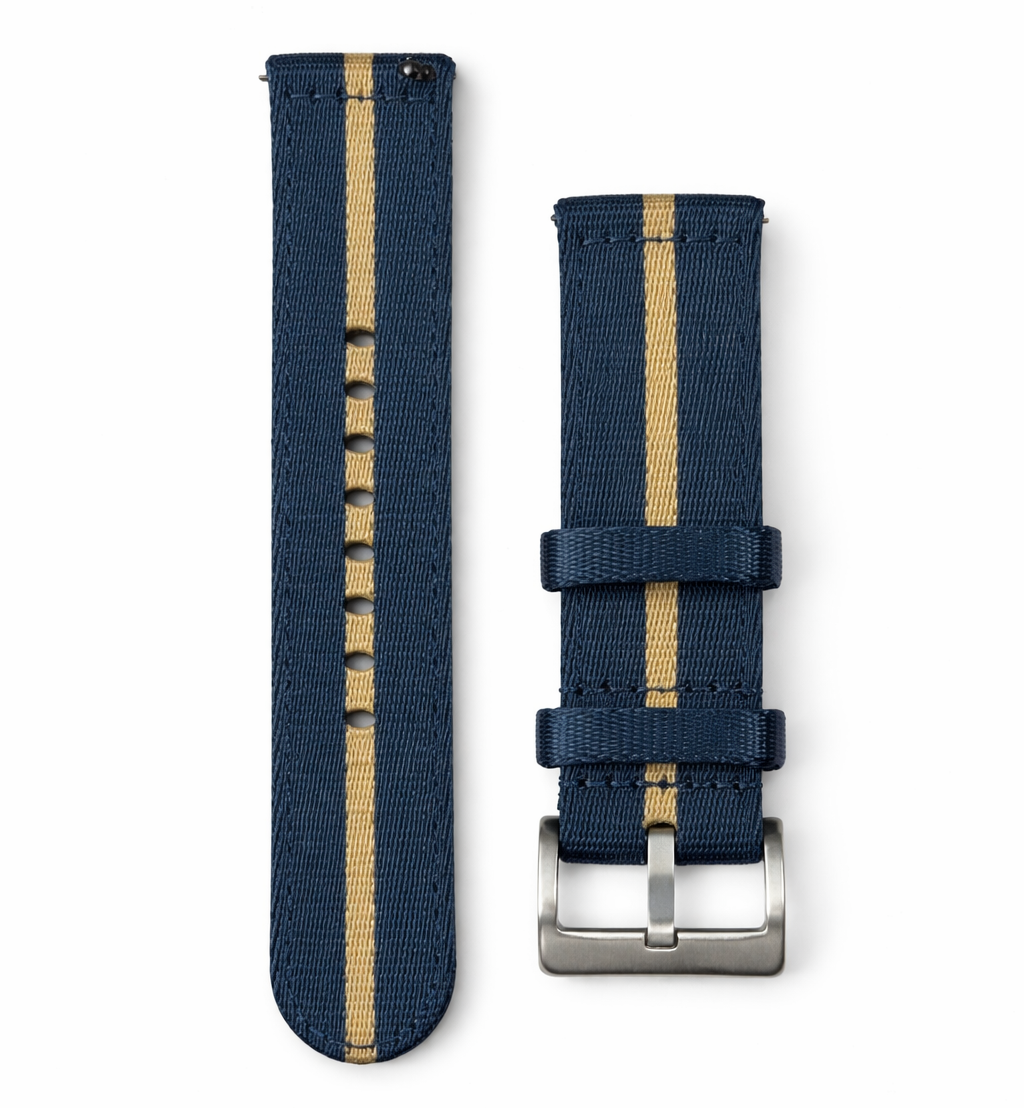 Navy Blue / Khaki Nylon Watch Strap - Quick Release - Universal