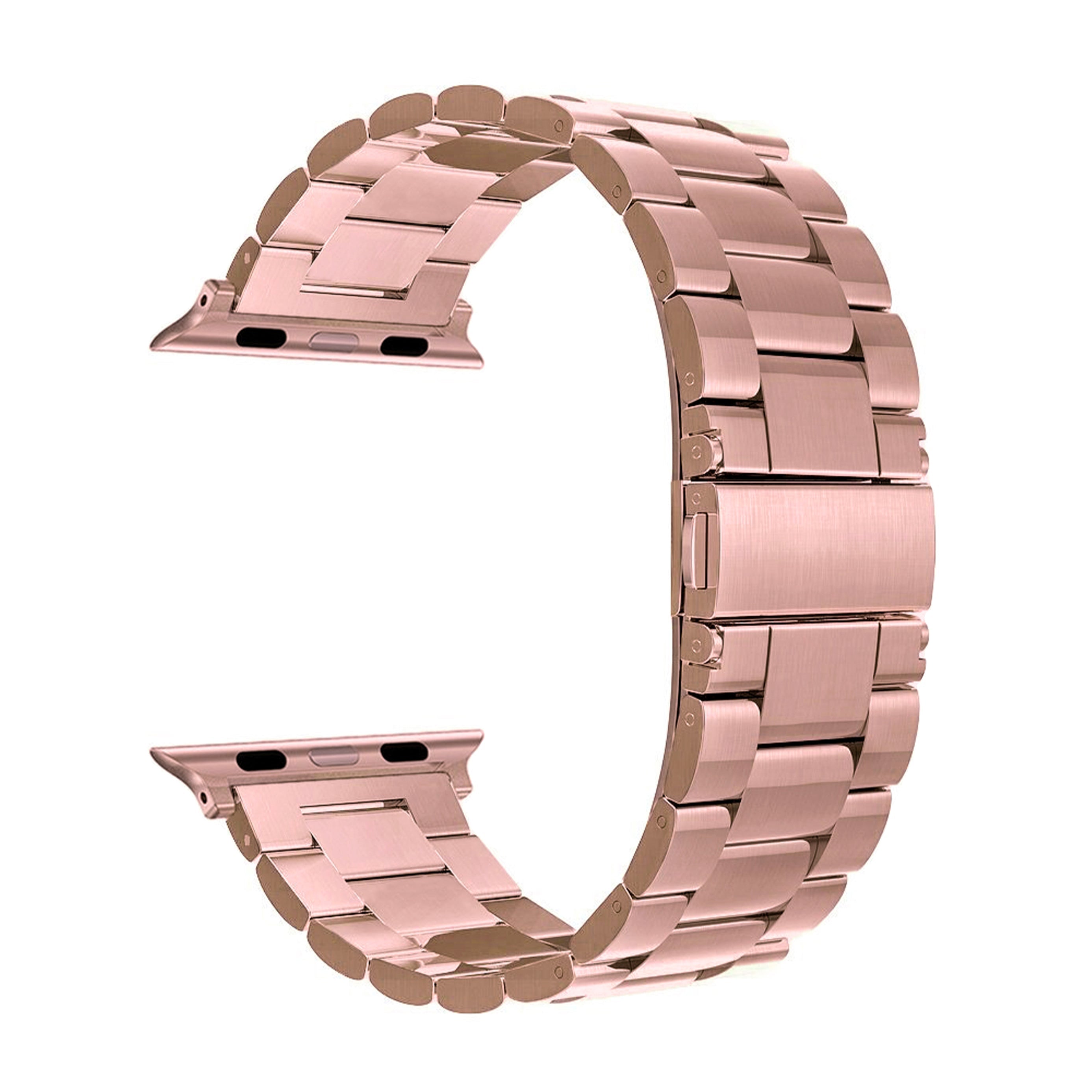 3 Color - Bracelet de Montre - Compatible Apple Watch - Maillons 3 Rangées Acier Inoxydable 304L