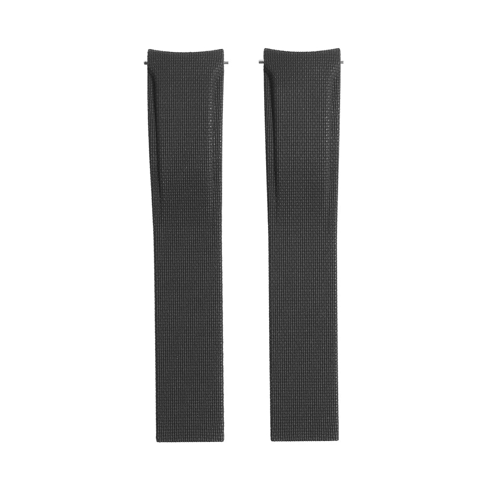 FKM Rubber Watch Strap - SAILCLOTH Fabric Texture / Curved & Quick Release / CTS - No Buckle