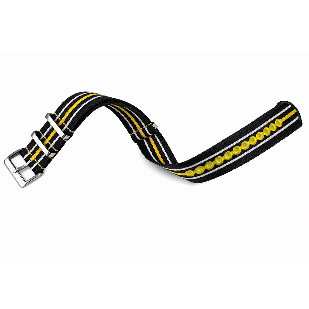 Nato Uhrenarmband Schwarz Gelb Weiß - Geflochtenes Nylon 20mm 22mm