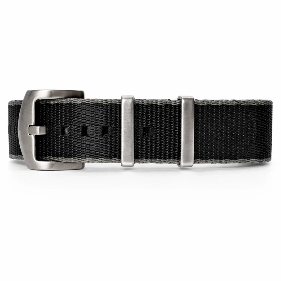 Grau/Schwarzes NATO-Uhrenarmband aus Nylon für Herren / Satinschnalle