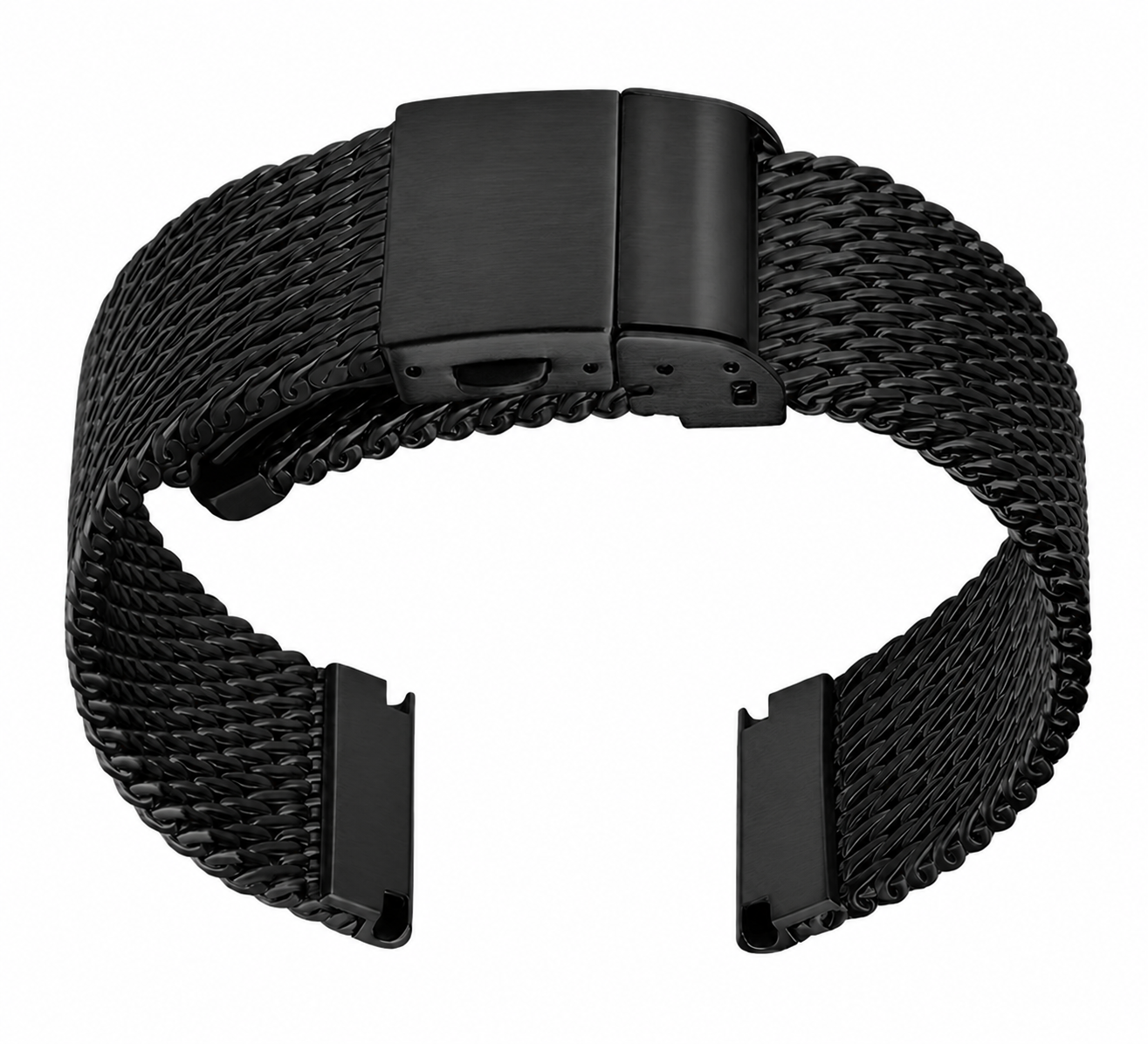 Premium Milanaise-Uhrenarmband - Big Mesh - 316L Edelstahl Schwarz - Faltschließe