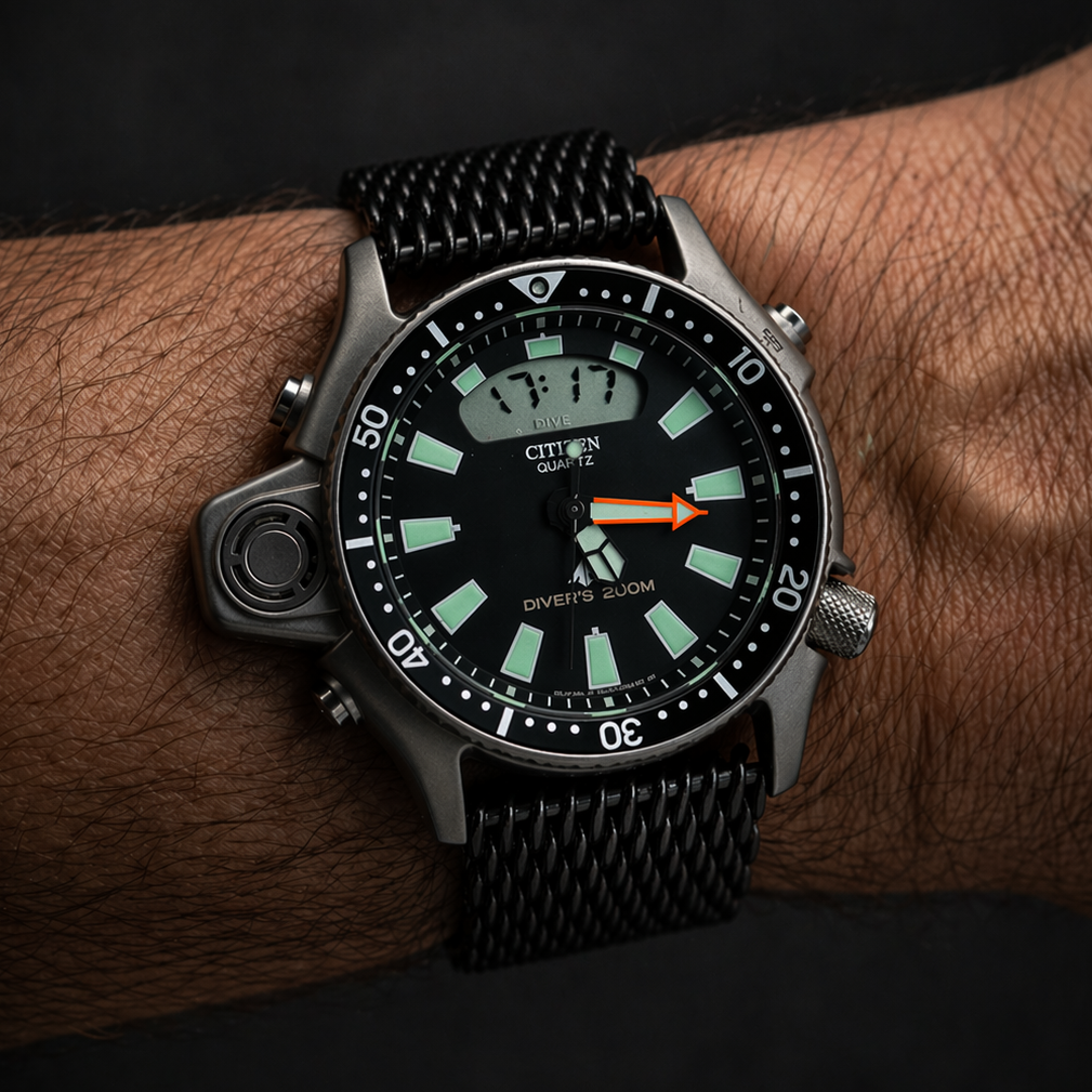 Bracelet Montre Acier Maille Requin (Shark) Noir – Boucle Déployante