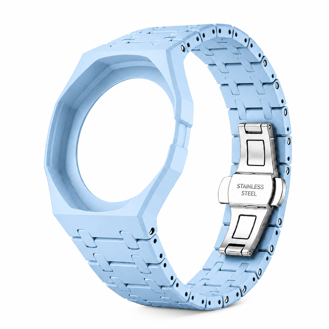 Blau Resin-Uhrenarmband kompatibel mit Swatch Royal Pop x AP Savonnette mit Krone bei 3 Uhr