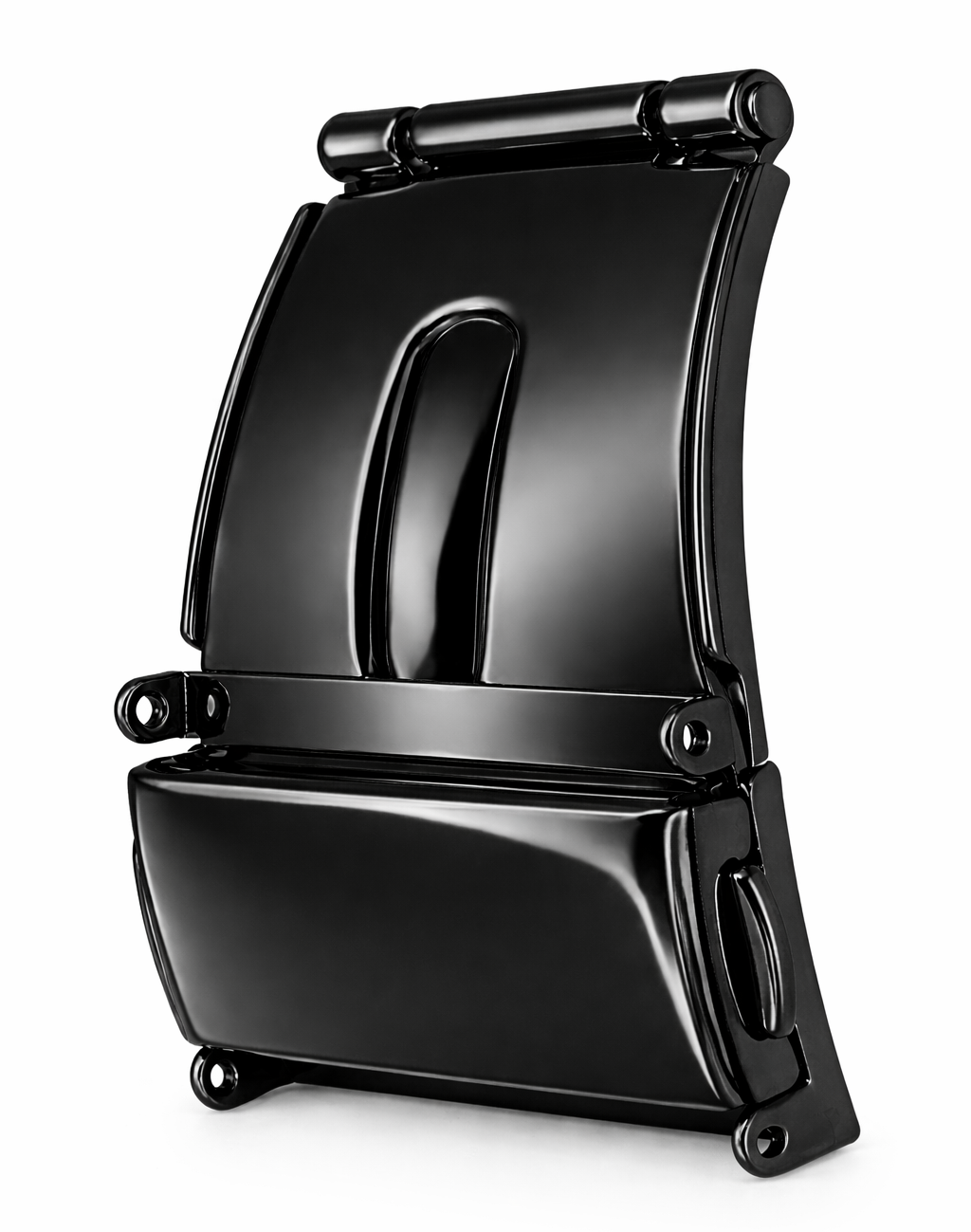Black Short Deployment Clasp Watch Strap without Buckle - Butterfly 3-Fold Clasp - Mirror Polished Steel - 1 Pc