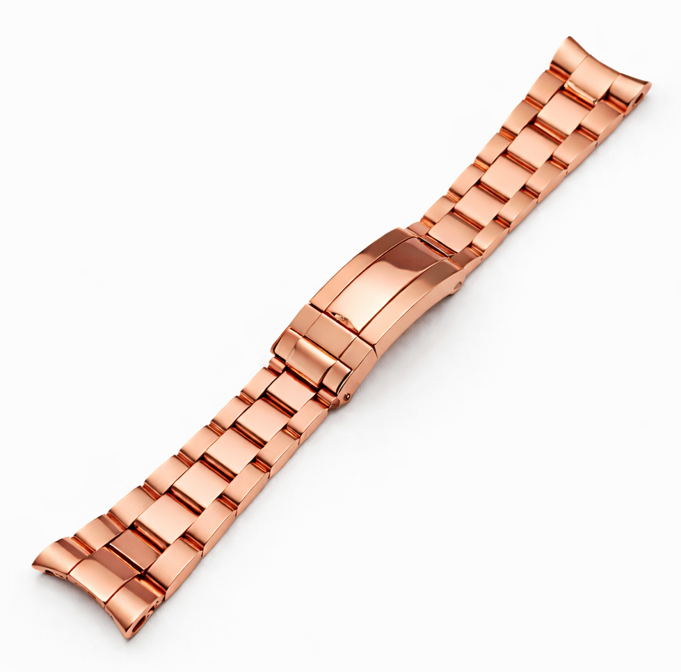 20mm Rose Gold Watch Bracelet for Rolex Oyster solid / curved - mirror polished / brushed