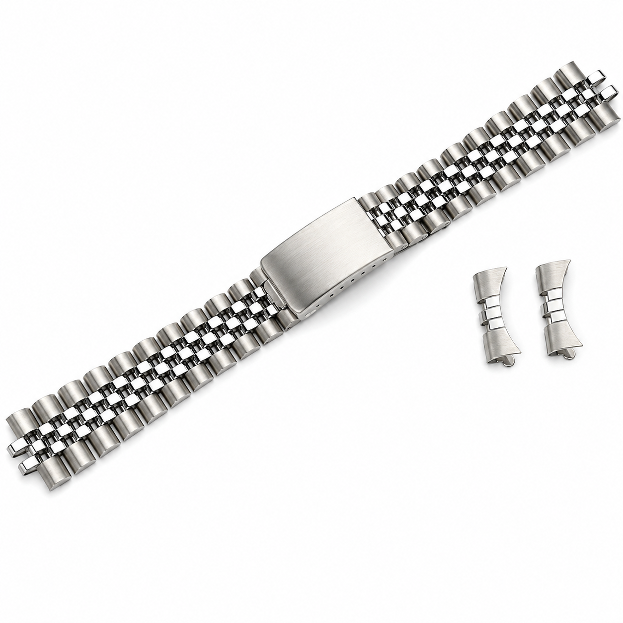 Bracelet Jubilee pour Rolex / Tudor - Vintage en Acier Brossé / Poli Miroir - Incurvé