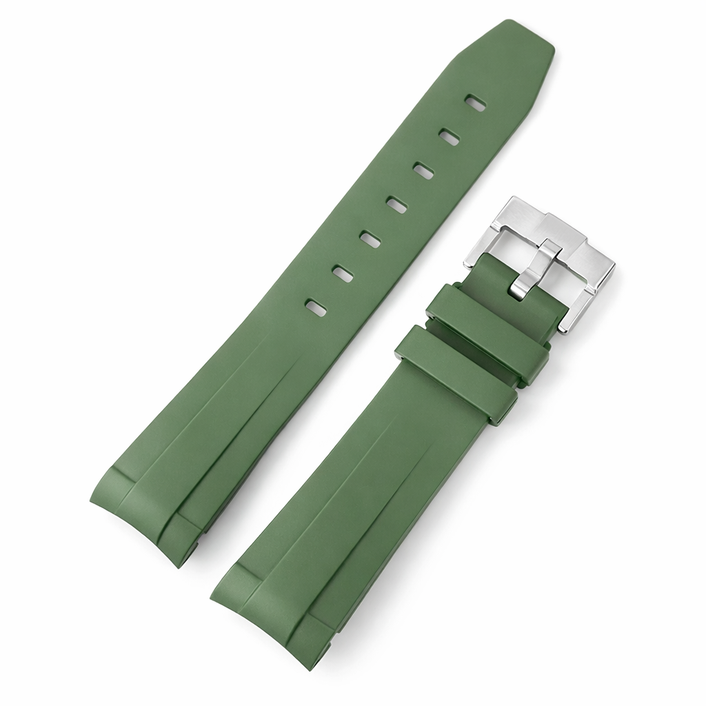 Bracelet compatible Rolex Explorer II en caoutchouc FKM vert kaki