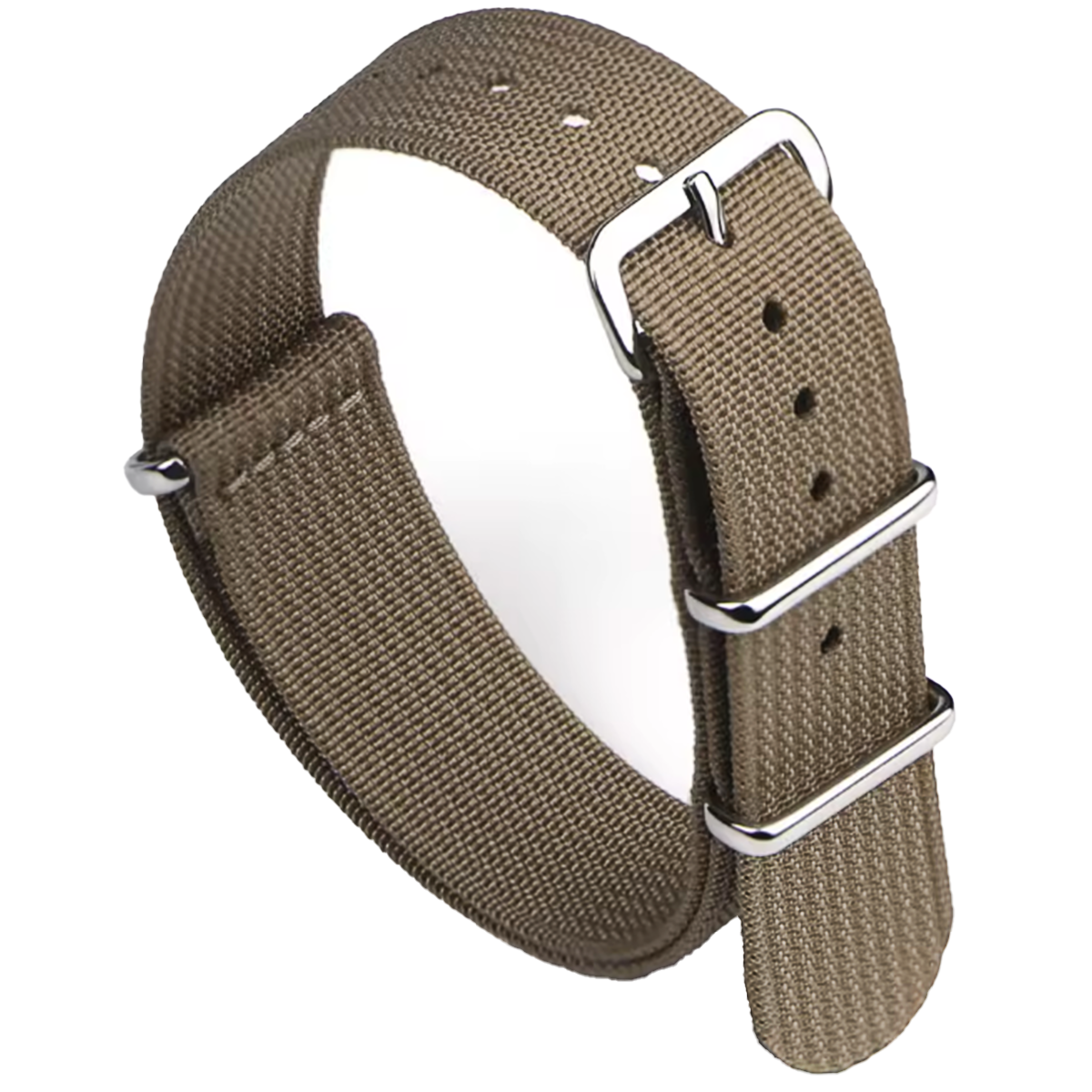 Nato-Uhrenarmband Braun Hellbraun G10 Hybrid Nylongewebe & Silikon - 18mm 20mm 22mm