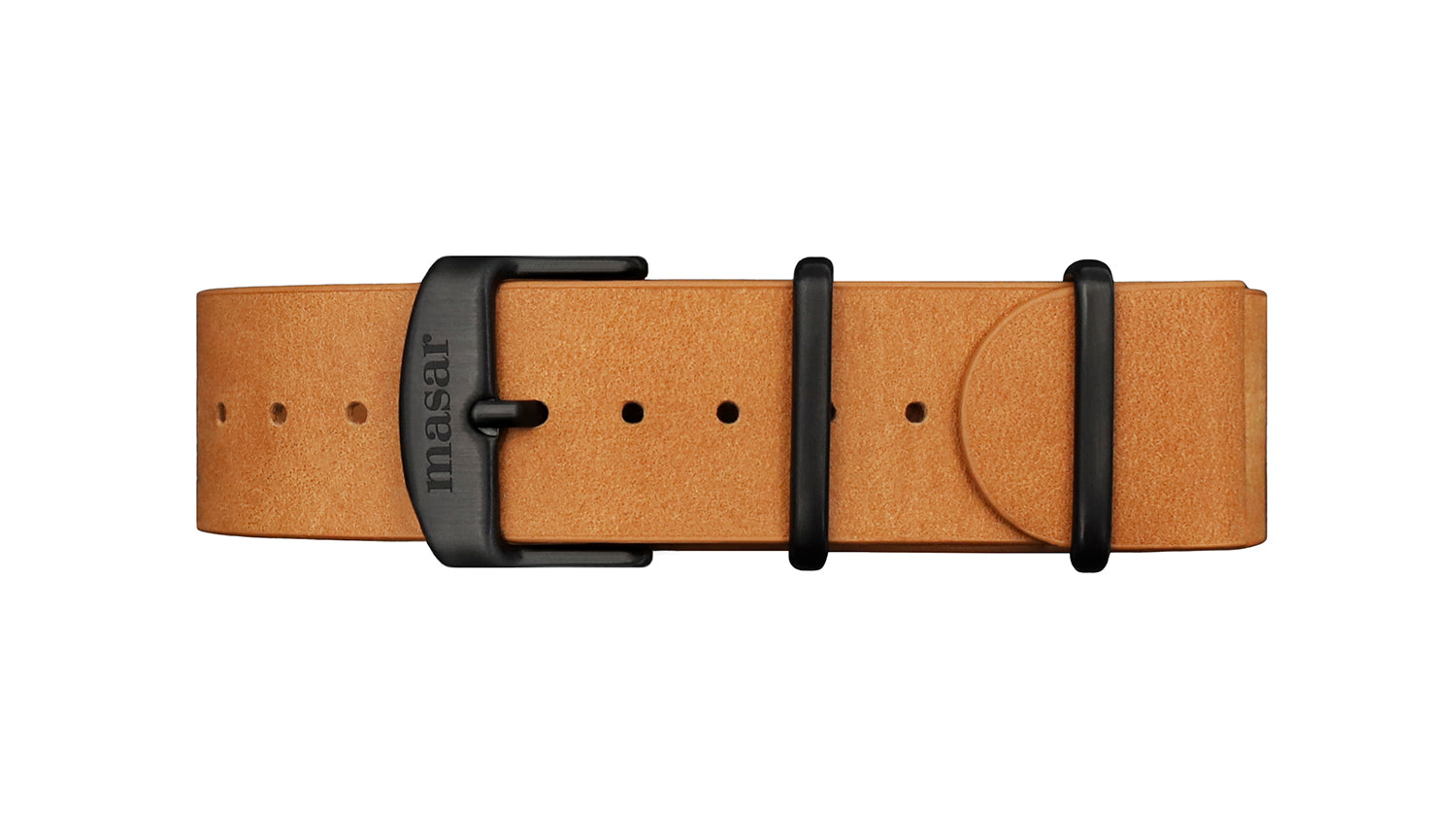 16 à 24mm Premium Bracelet de montre - NATO Cuir Véritable - Marron Clair Naturel - Boucle Noir