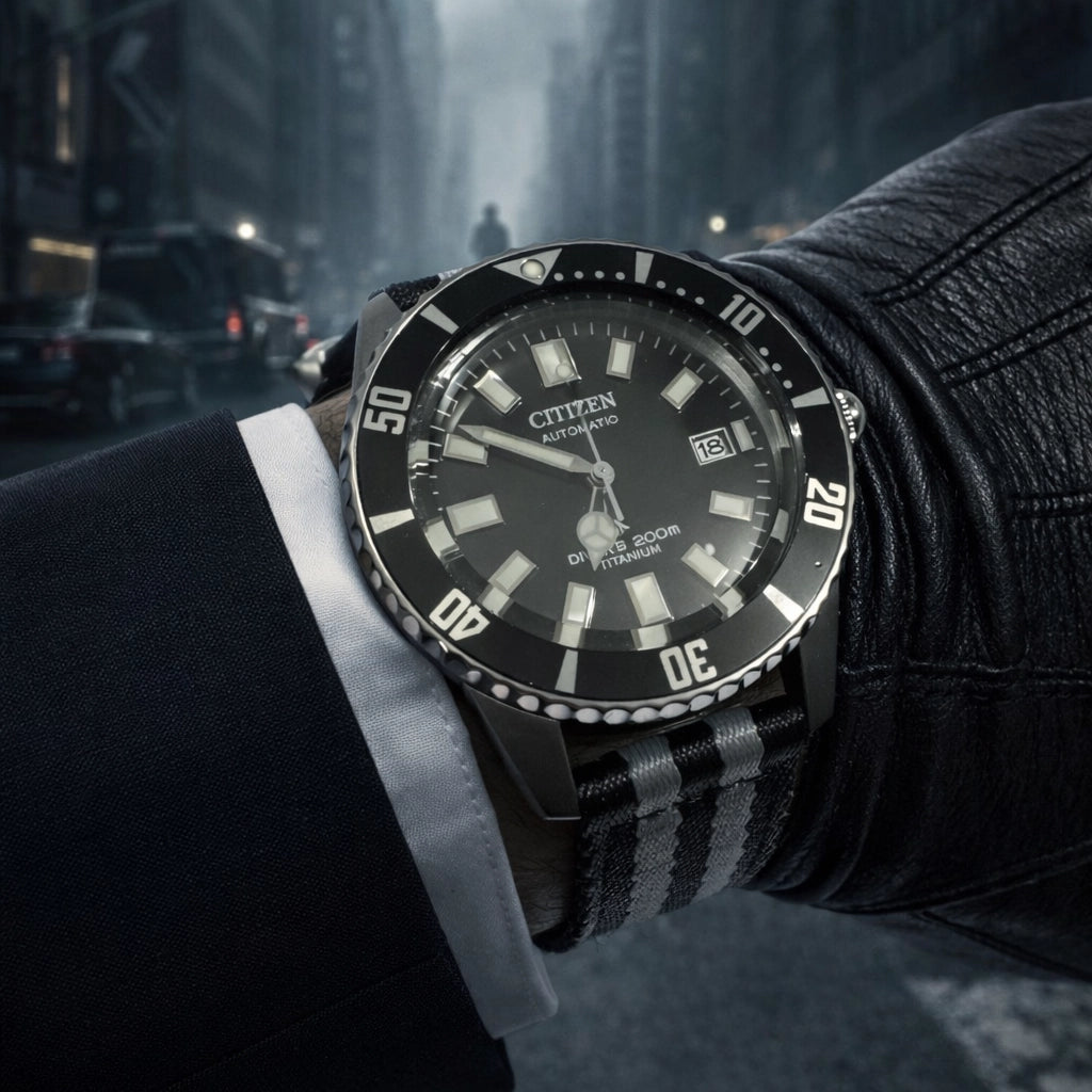 20-mm-NATO-Armband (2-teilig) – Schwarz/Grau – Schnell – Universell