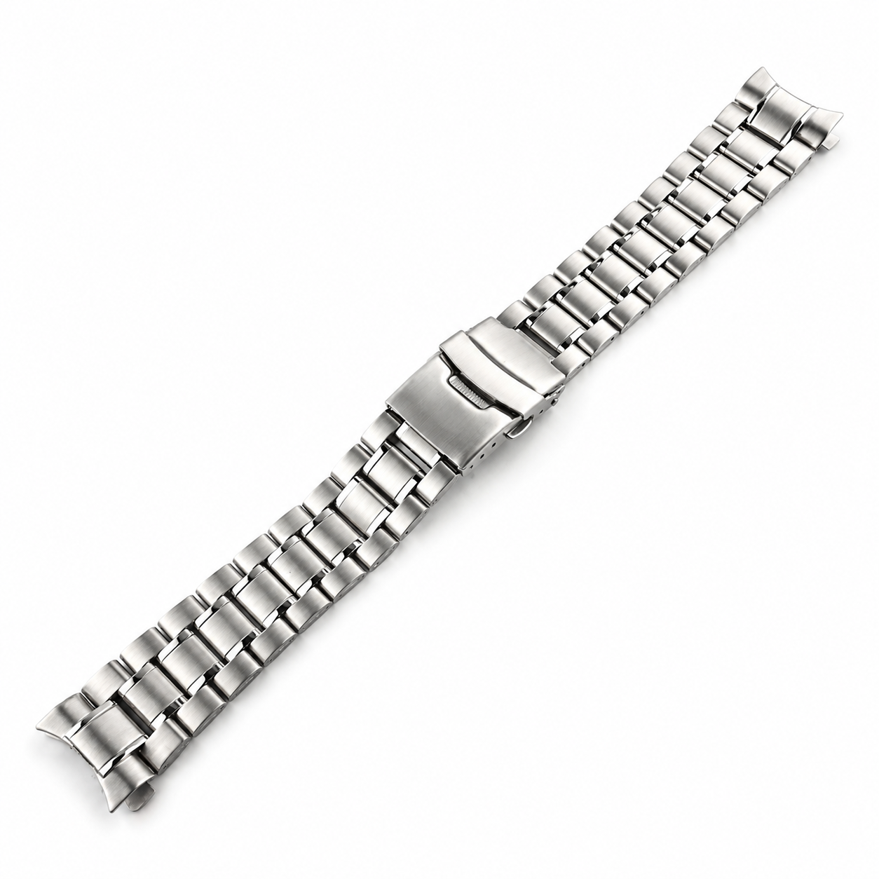 Uhrenarmband aus Stahl, 5 Glieder, Silber – gebogen / universell