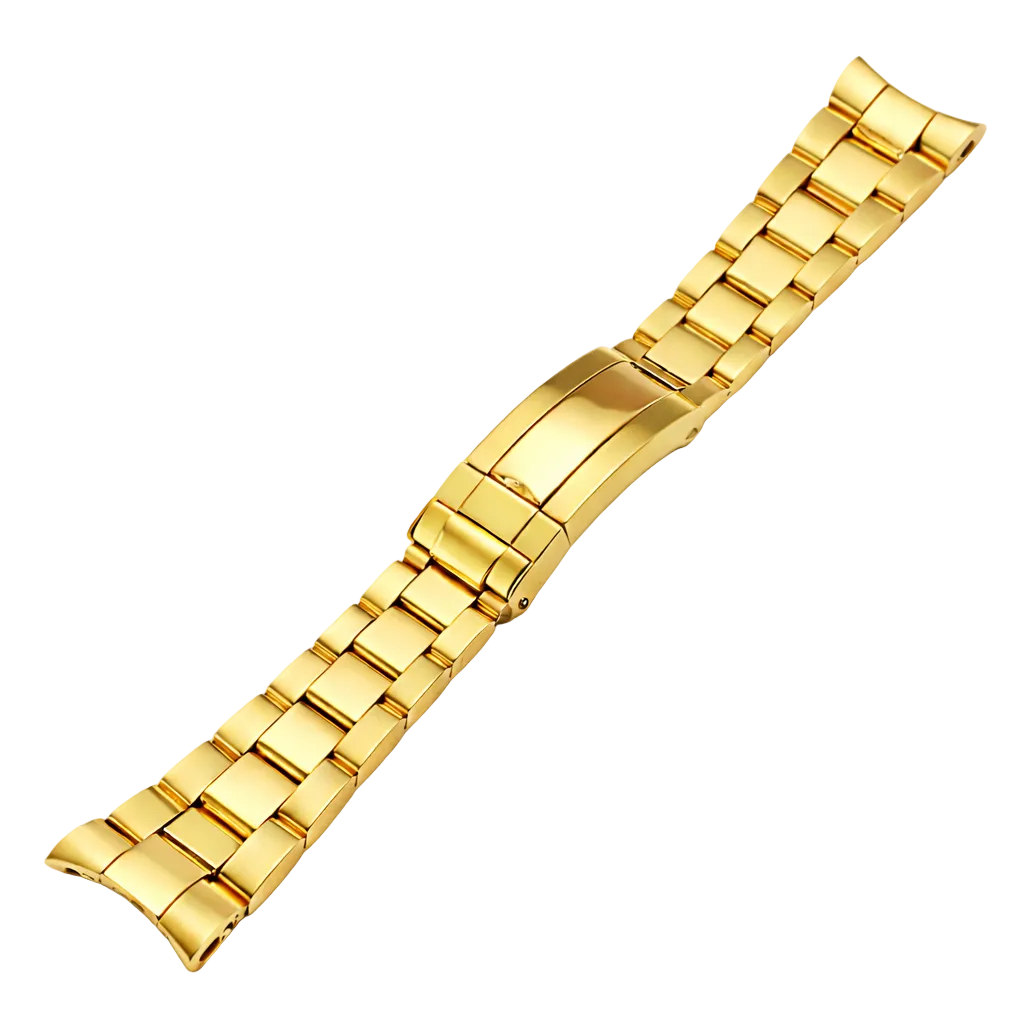 Bracelet de Montre acier Or 20mm pour Rolex Oyster massif / courbé - poli miroir / brossé