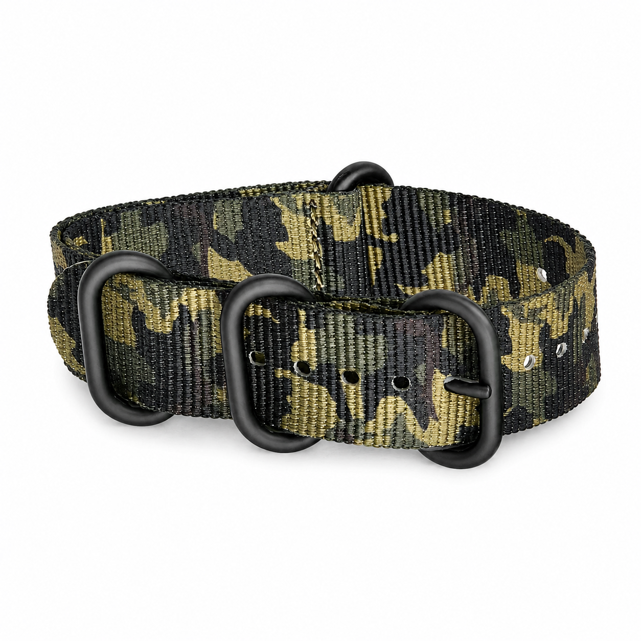 Zulu Armband - Jungle Camouflage - schwarze Schnalle - 1,2mm Nylon - Premium