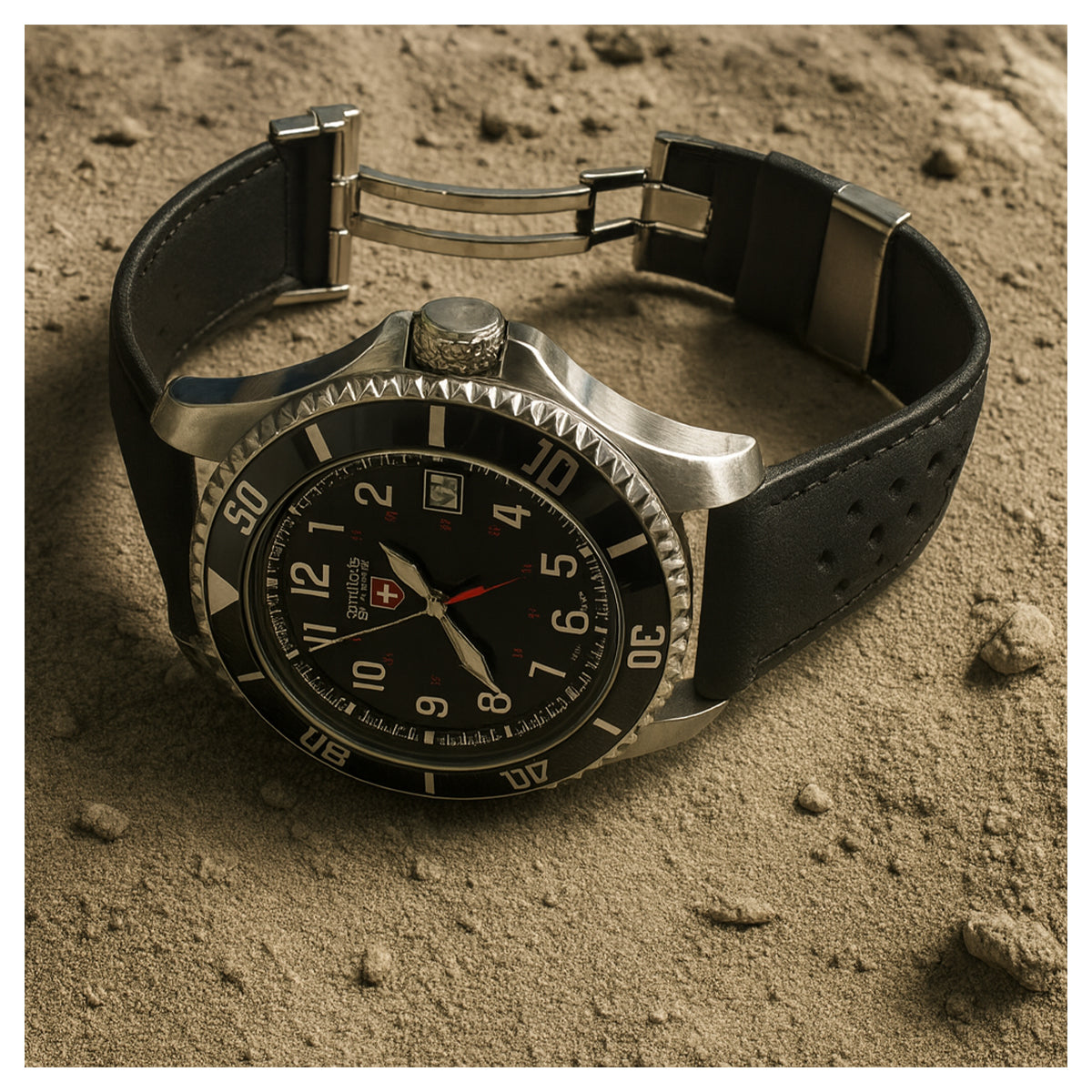 Suede Leather Watch Strap - Black - Deployment Clasp - Universal