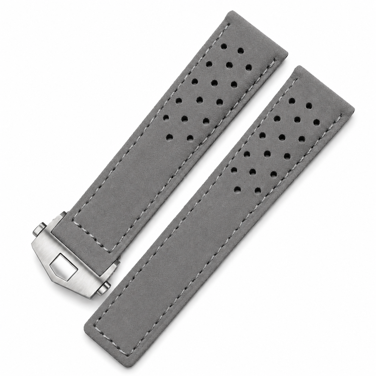 Bracelet de Montre Cuir Suède (Daim) - Gris Souris - Boucle Déployante - Universel