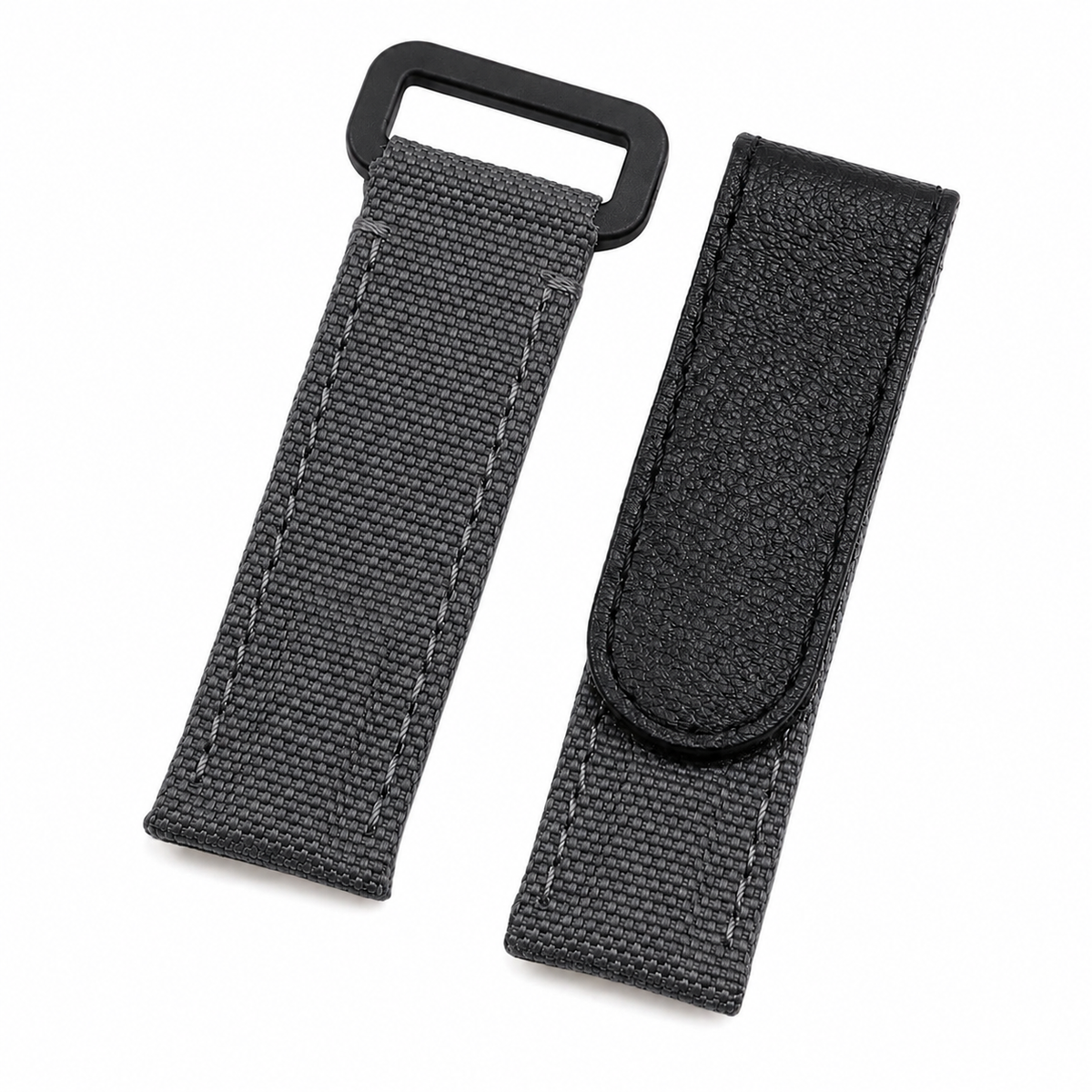 Sailcloth & Leather Hook-and-Loop Watch Strap - For Wrists 17.5 to 19.5 cm - Universal
