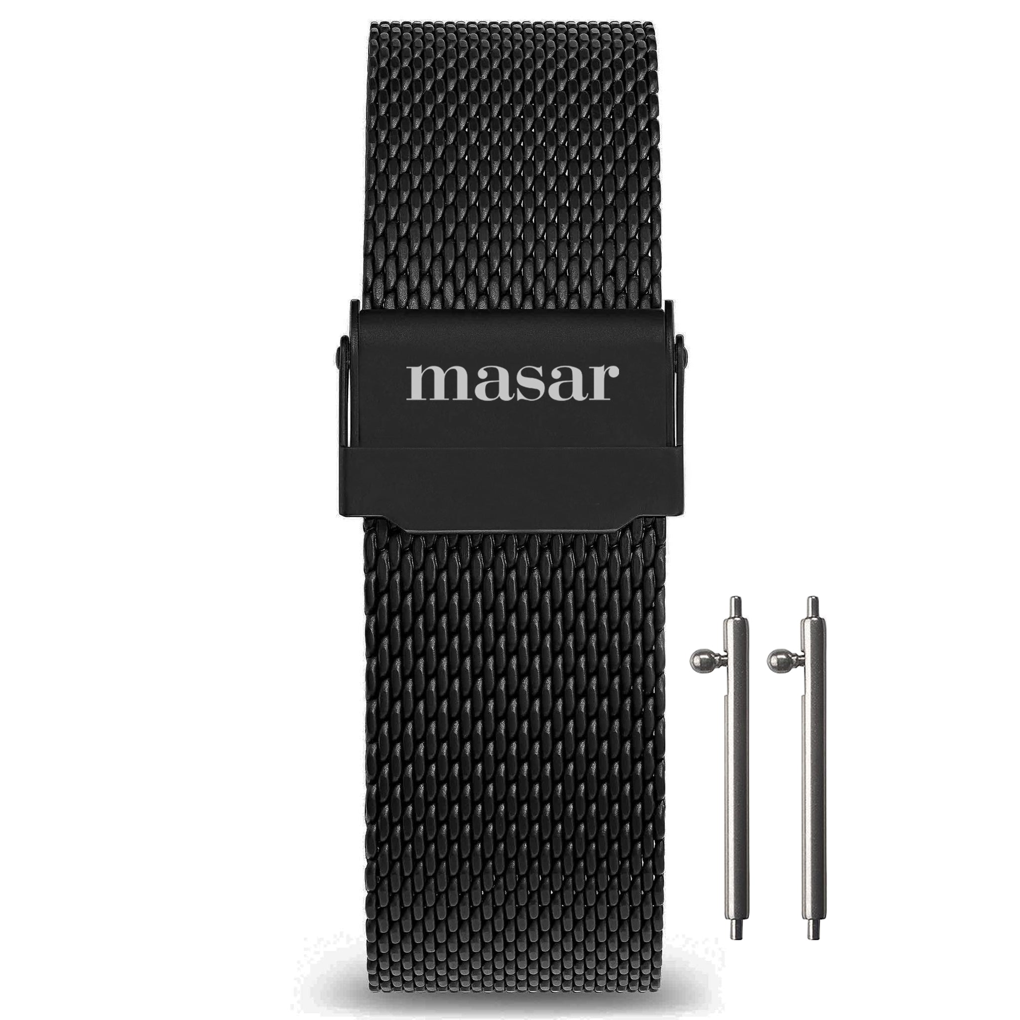 20mm Premium Milanese Mesh Uhrenarmband Schnellverschluss Schwarz Mesh Ø 0,6mm Universal