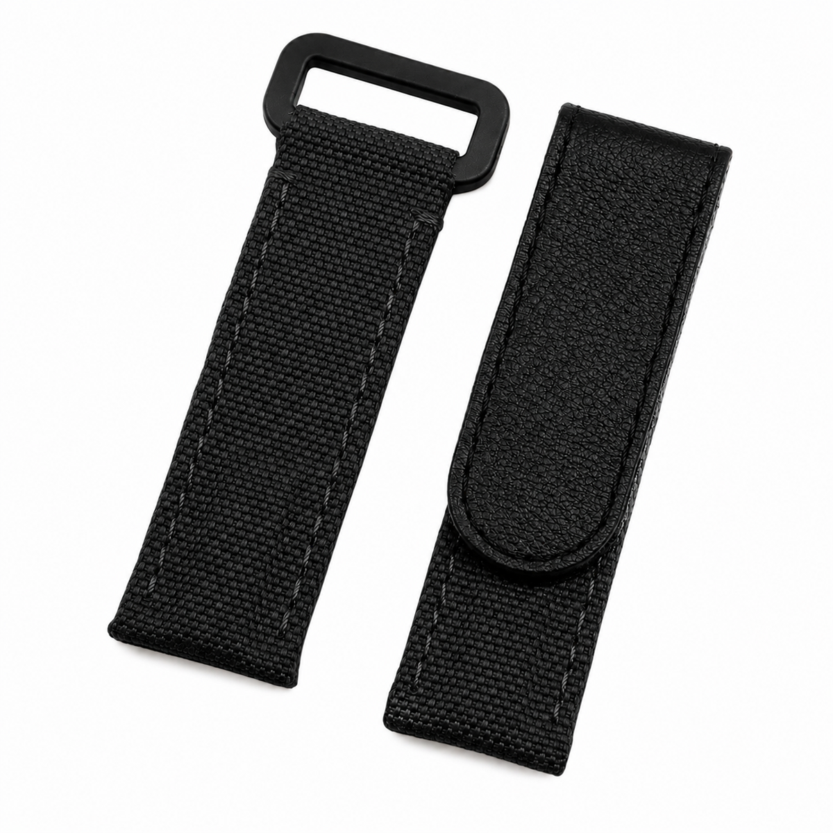 Sailcloth & Leather Hook-and-Loop Watch Strap - For Wrists 17.5 to 19.5 cm - Universal