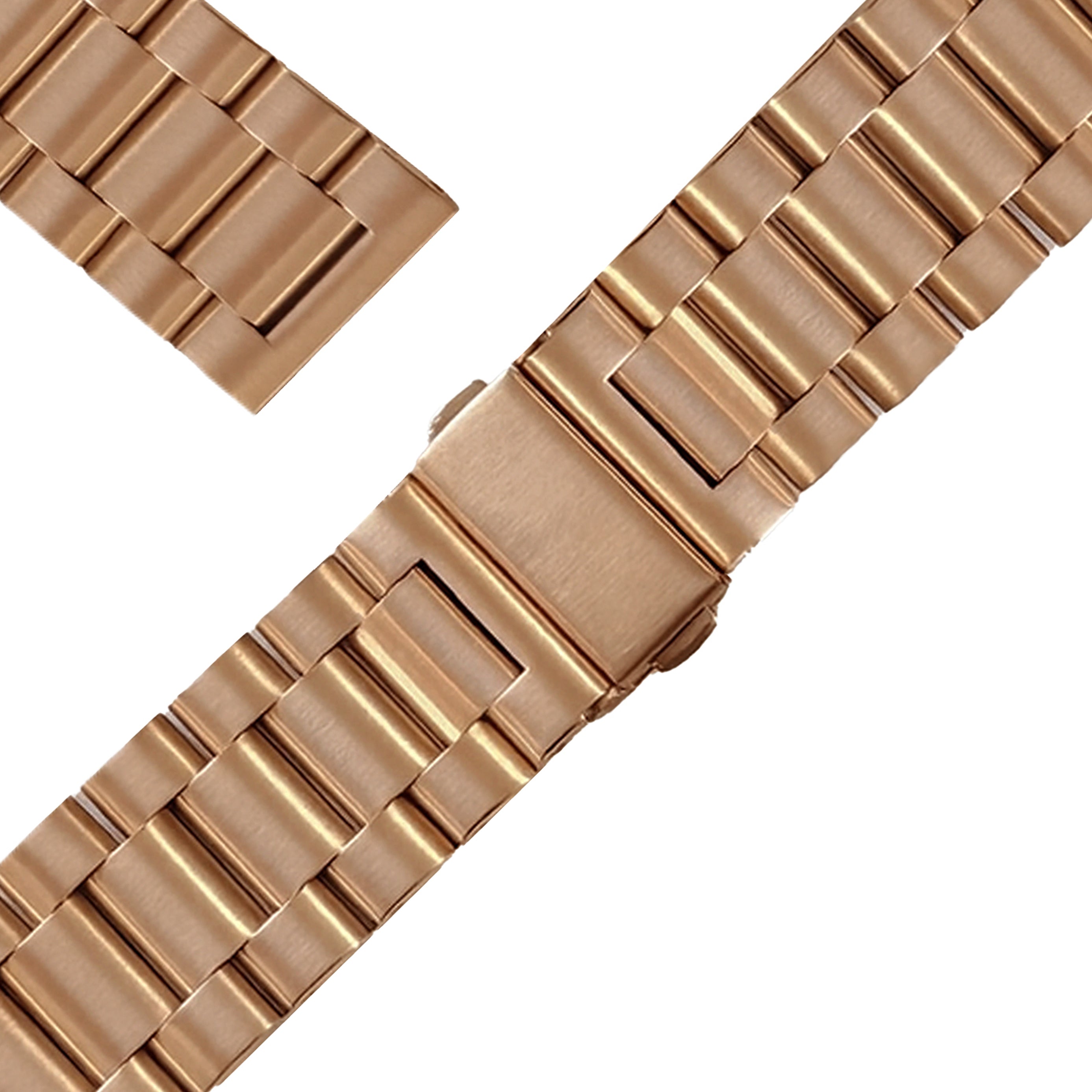 22 mm vergoldetes Rore-Uhrenarmband mit Gliedern aus Edelstahl 304L – 3 Reihen