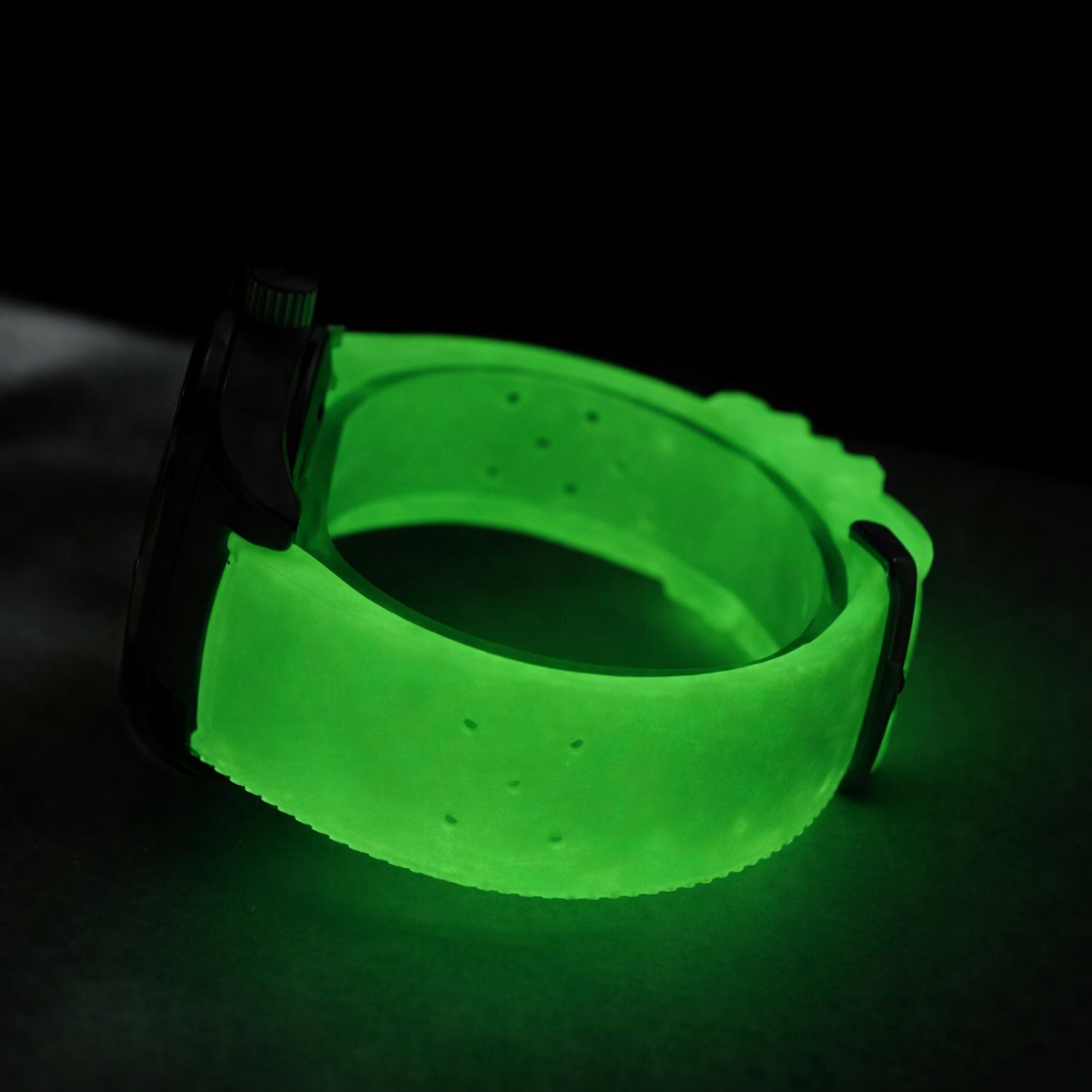 Bracelet Montre Plongée Caoutchouc FKM - Phosphorescent (Luciole) - Rapide / Universel