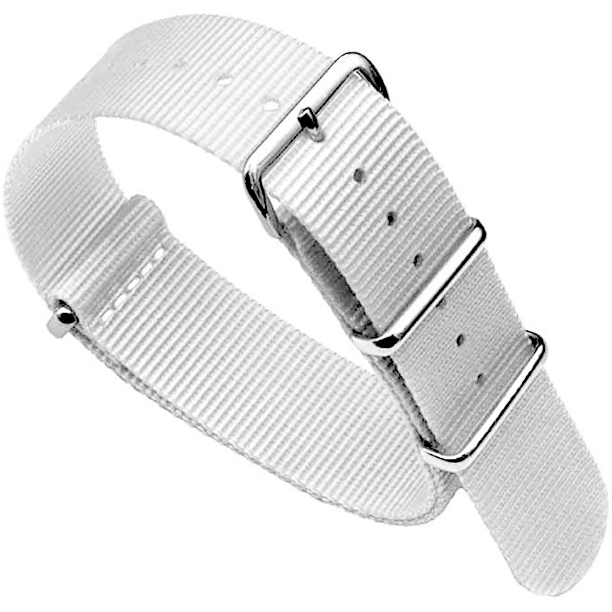 Weißes Nylon-Nato-Uhrenarmband (25 cm) – Perfekt für mittelgroße Handgelenke
