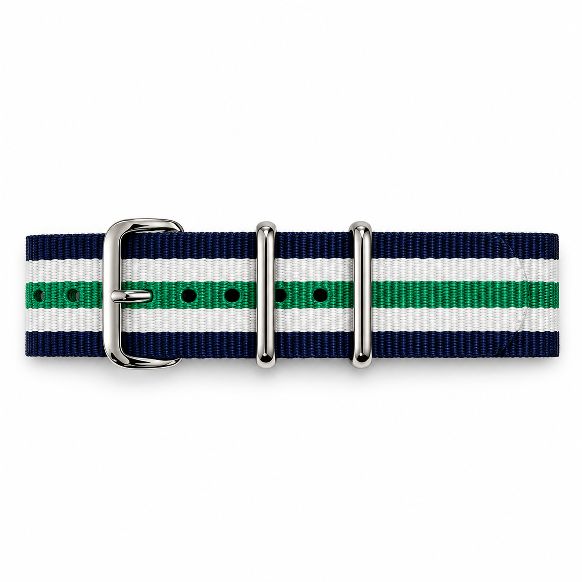 Bracelet Nato Bleu Marine / Blanc / Vert - Nylon 1,35mm - 26cm