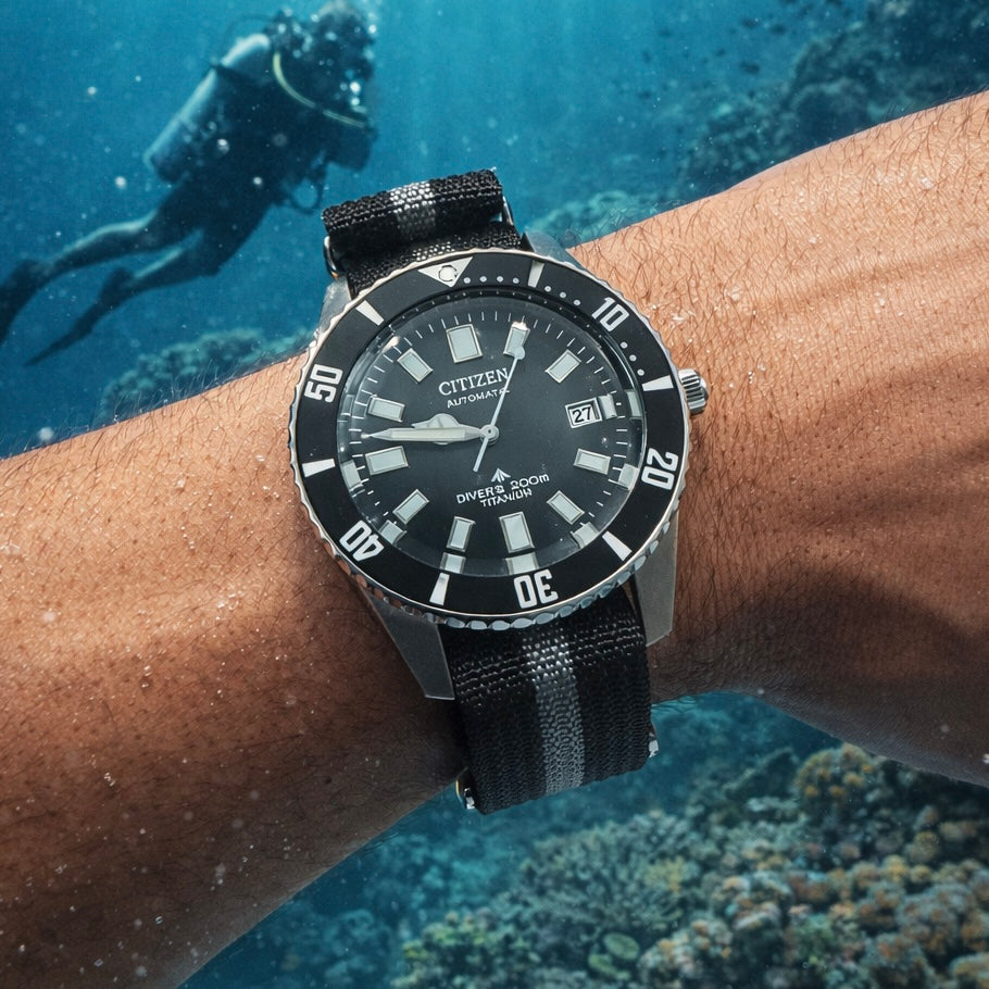 Nato Noir / 1 bande Grise - Tissu Nylon