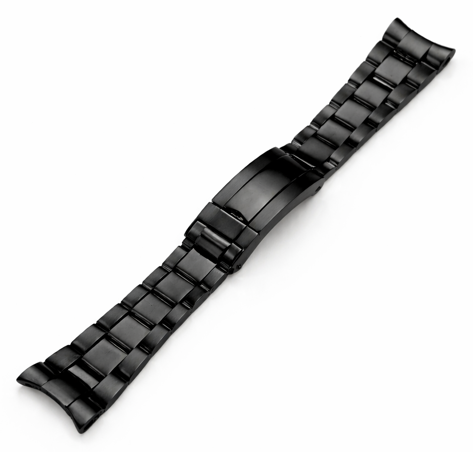 20mm Black Watch Bracelet for Rolex Oyster solid / curved - mirror polished / brushed