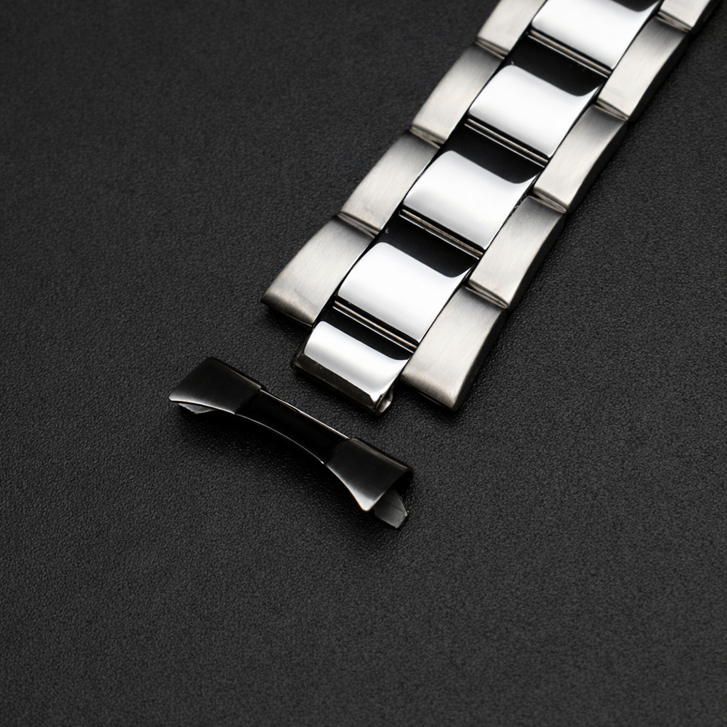 Stainless Steel Watch Bracelet for Rolex - Oyster - No Play in Links - Curved End Pieces - Men's - 18, 20, 22 mm