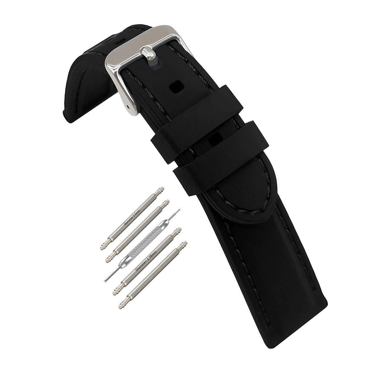 Bracelet de montre Silicone Compatible Citizen – Noir – Épaisseur 5,8mm